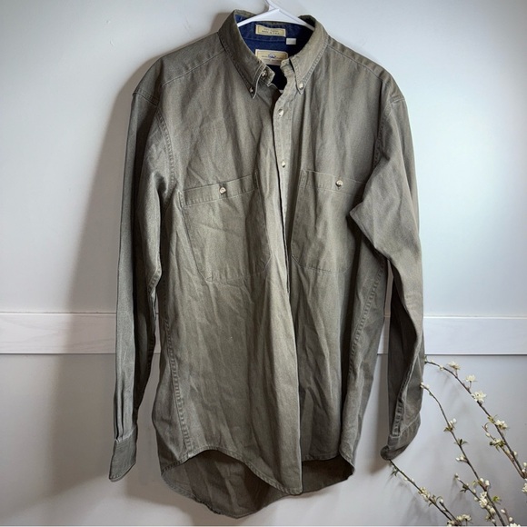 Green Cotton Button Down Shirt with pockets - Picture 1 of 9